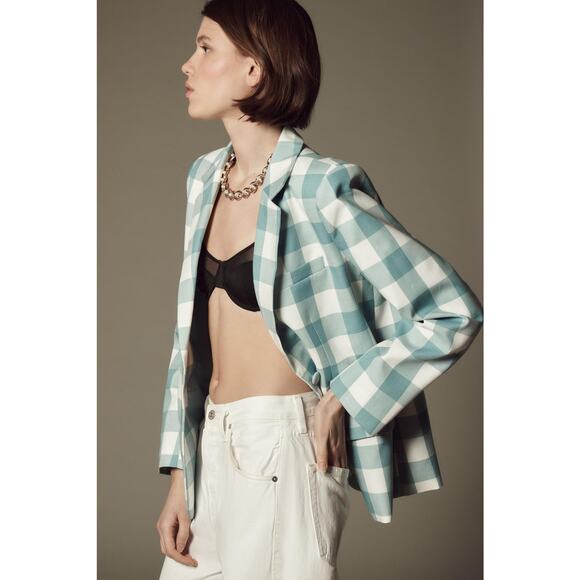 Anthropologie Maeve Gingham Blazer - New Large - Picture 4 of 7